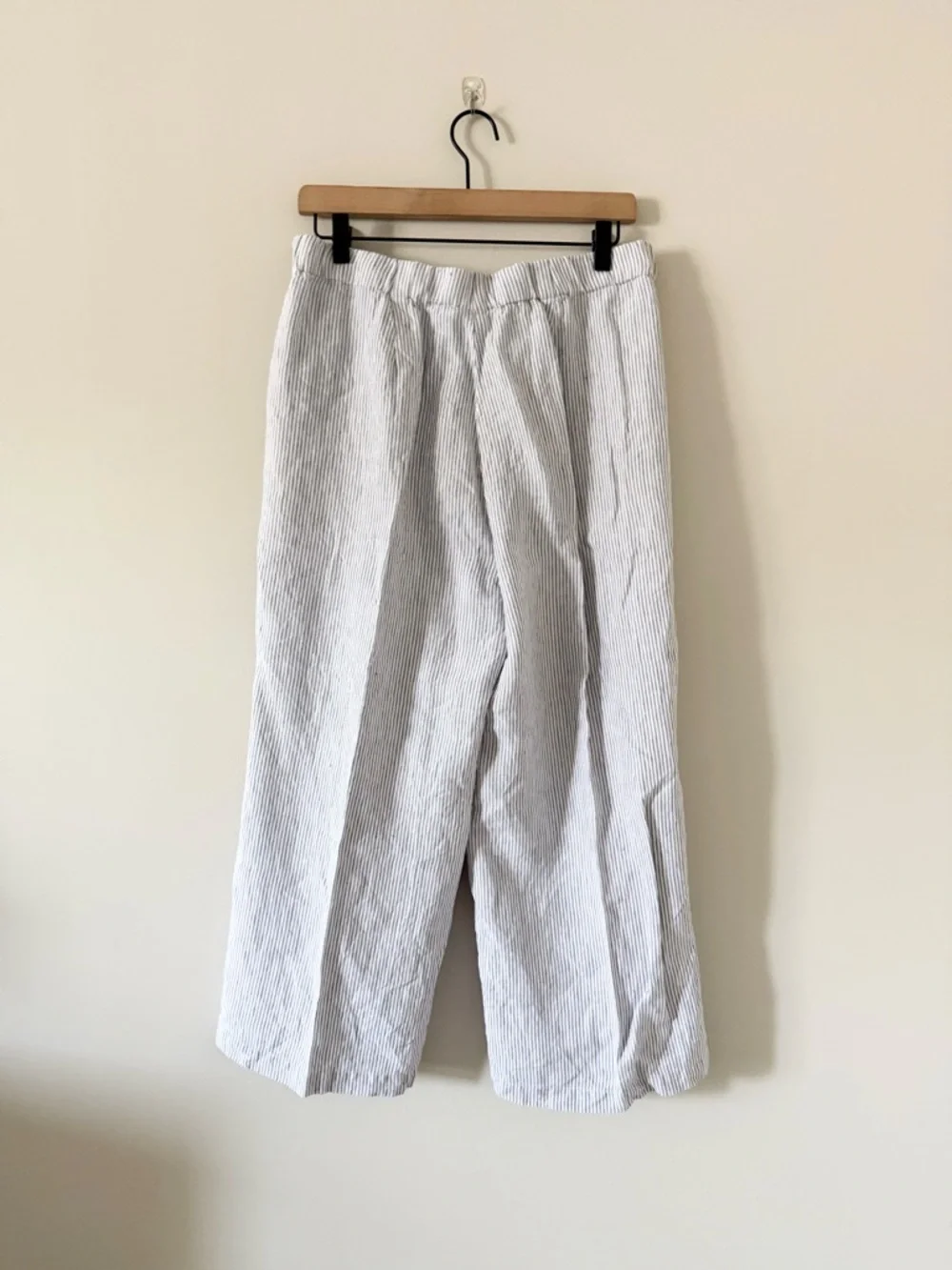 J. Jill Love Linen Cropped Pant with Side Button Detail in Blue & White Stripe S - Picture 4 of 6